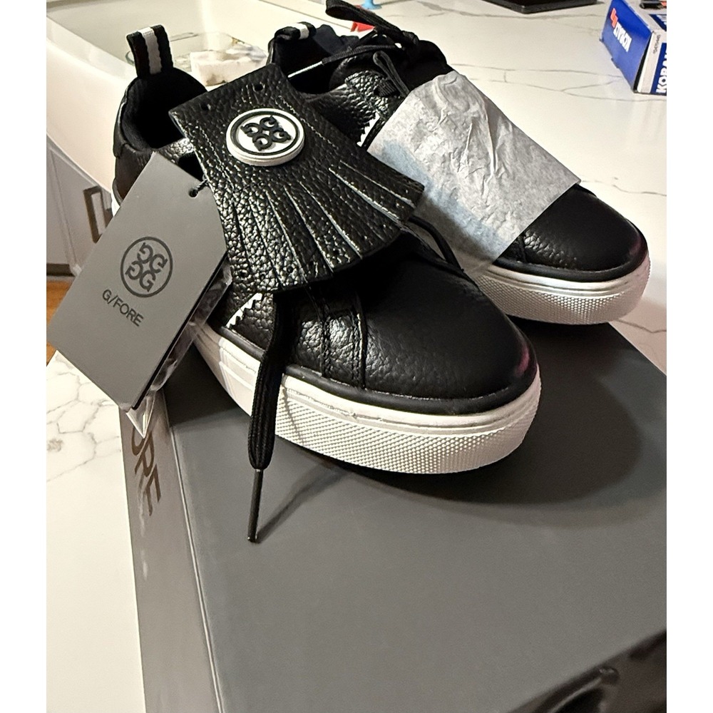 G/FORE Kiltie Disruptor Shoes Womens 7.5 Black Onyx Golf Leather Cleatless NIB